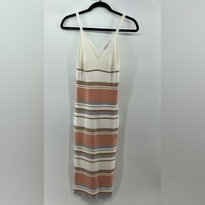 Willow & Wind orange tan and white striped bodycon strappy midi dress m medium